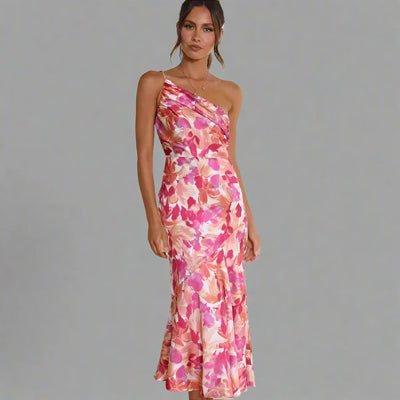 Ida™ | Abito floreale monospalla