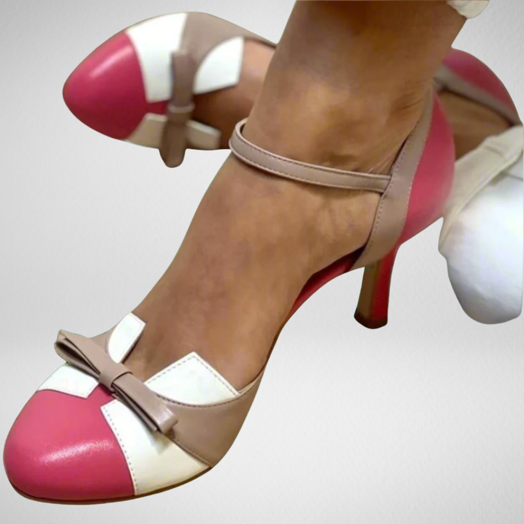 LUCINDA | Décolleté color block élégante avec joli bibelot en ruban