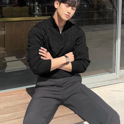 Maglione a mezza zip con lavorazione a maglia texturizzata