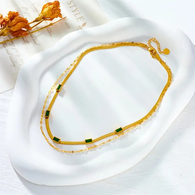 Collana Sorella Gem a doppio strato in stile retrò | Oro