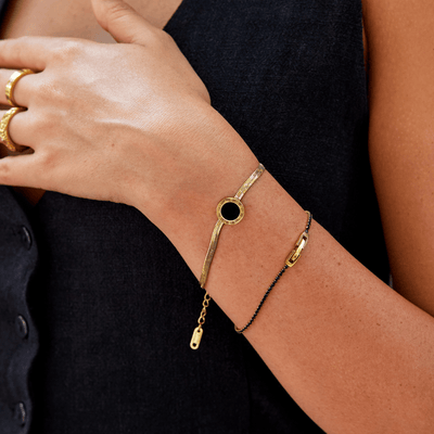 Bracciale con catena in pietra nera