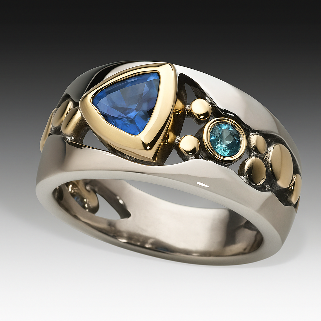 Anello vintage con cristallo blu