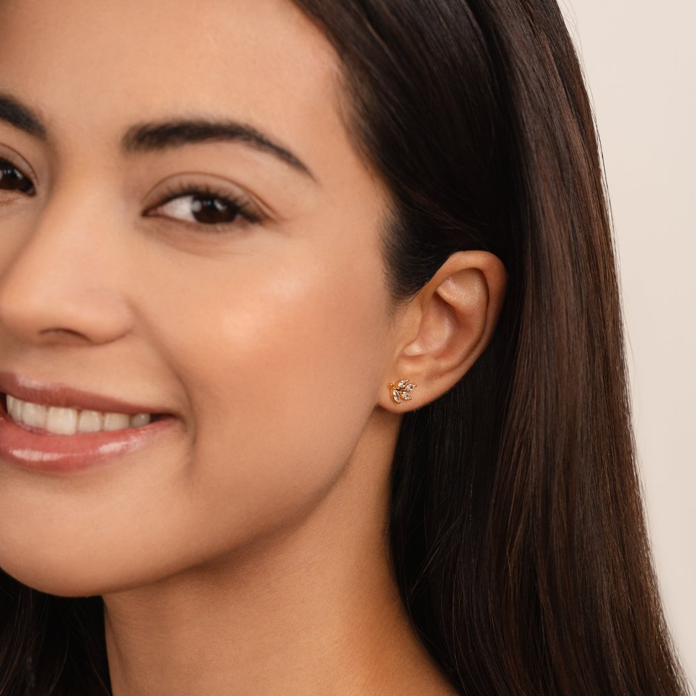 Orecchini con foglia d'oro cristallo