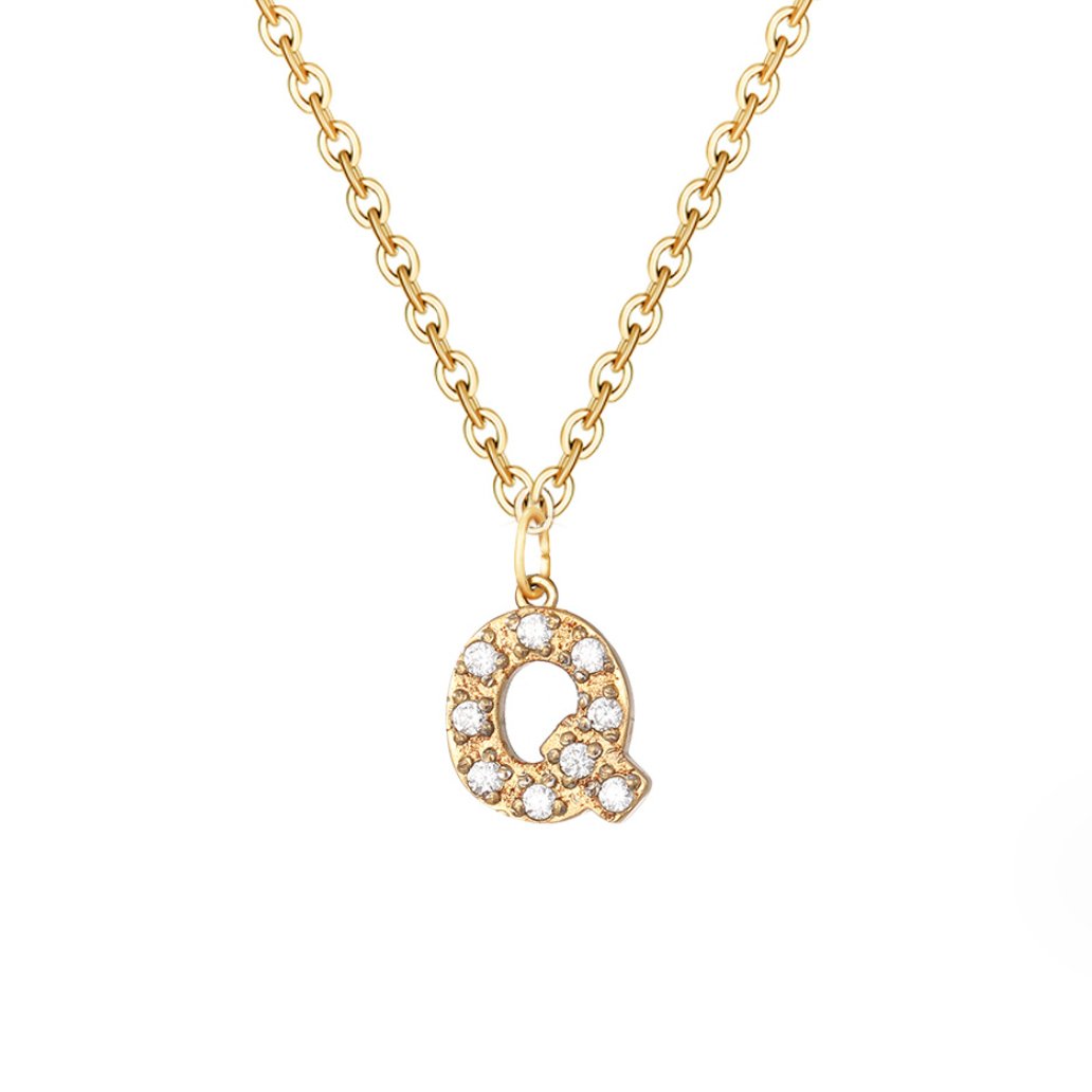 Collana con ciondolo a forma di lettera in cristallo