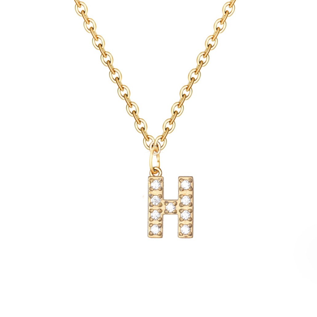 Collana con ciondolo a forma di lettera in cristallo