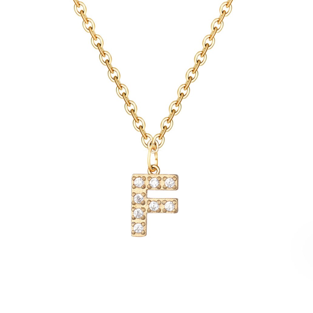 Collana con ciondolo a forma di lettera in cristallo