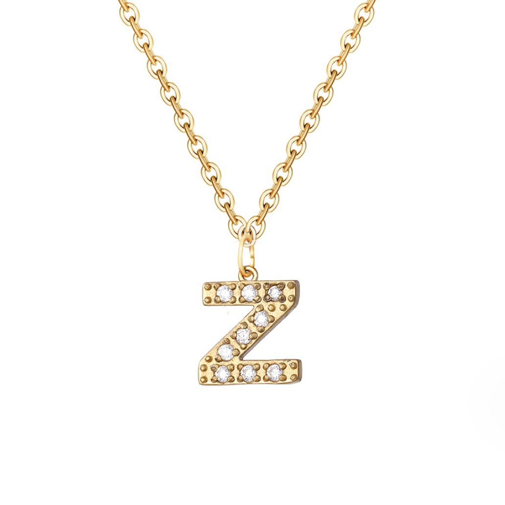 Collana con ciondolo a forma di lettera in cristallo