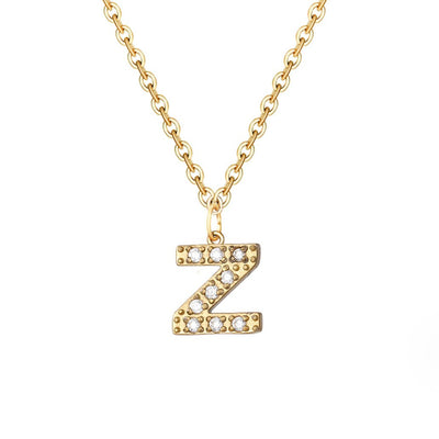 Collana con ciondolo a forma di lettera in cristallo