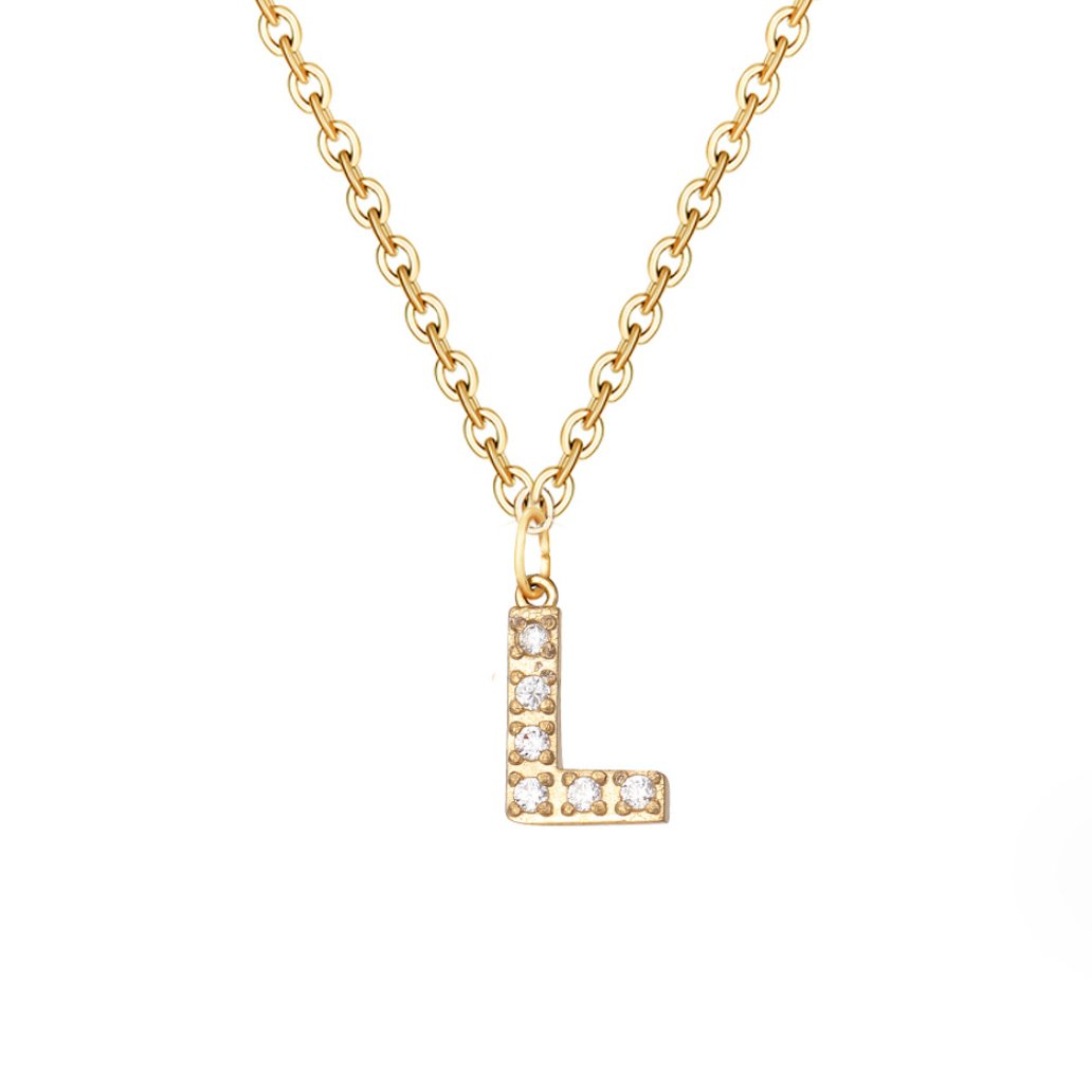 Collana con ciondolo a forma di lettera in cristallo