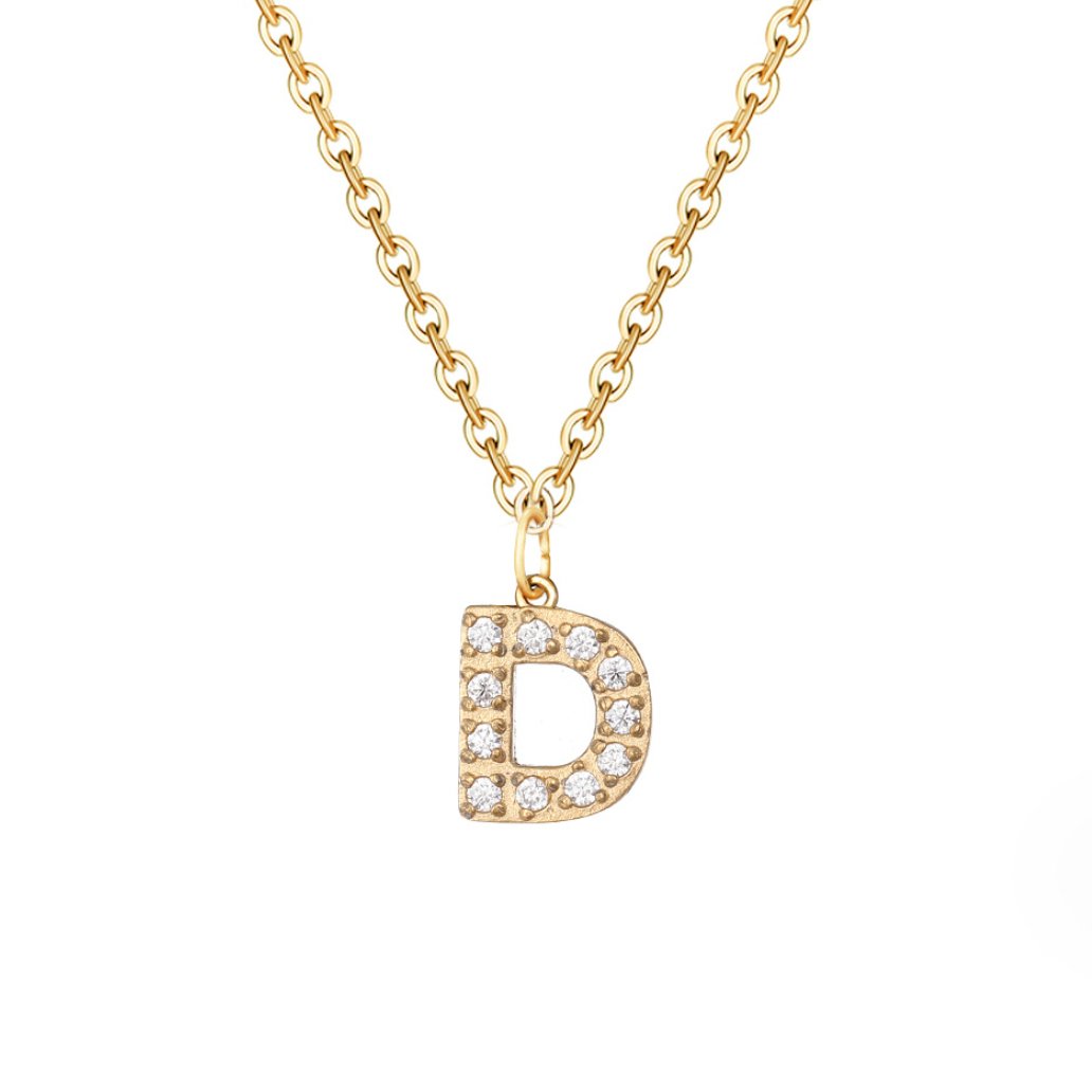 Collana con ciondolo a forma di lettera in cristallo