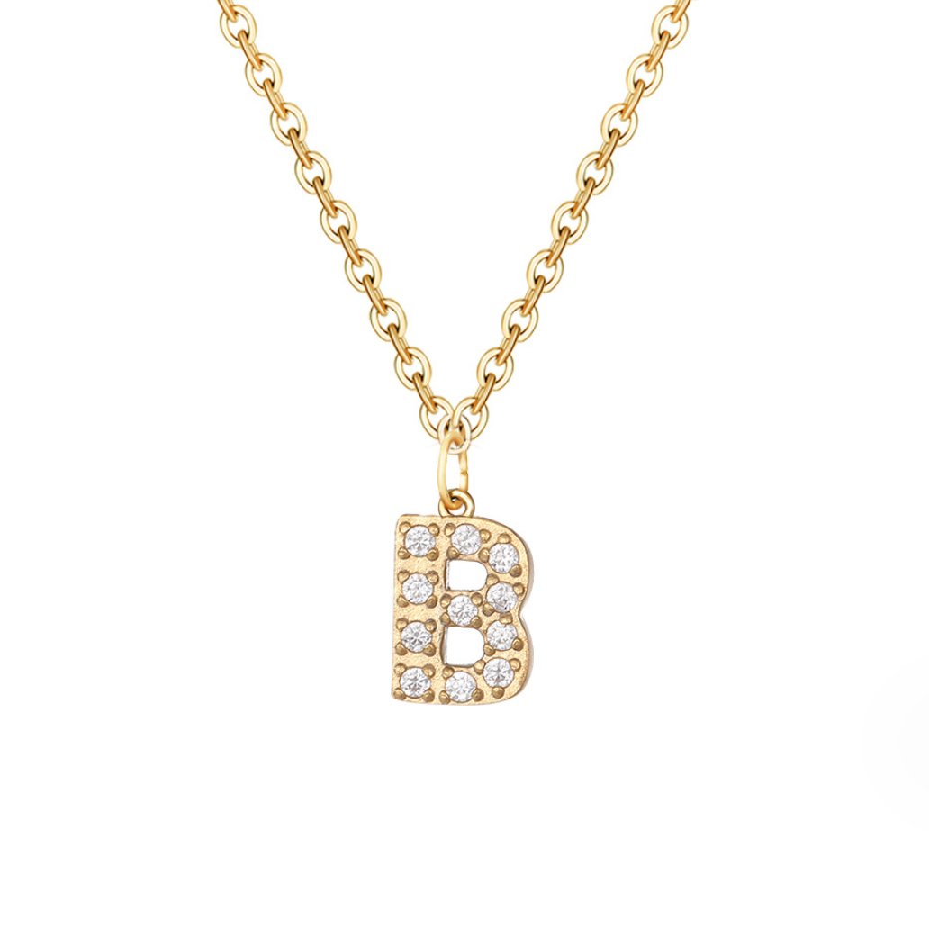 Collana con ciondolo a forma di lettera in cristallo