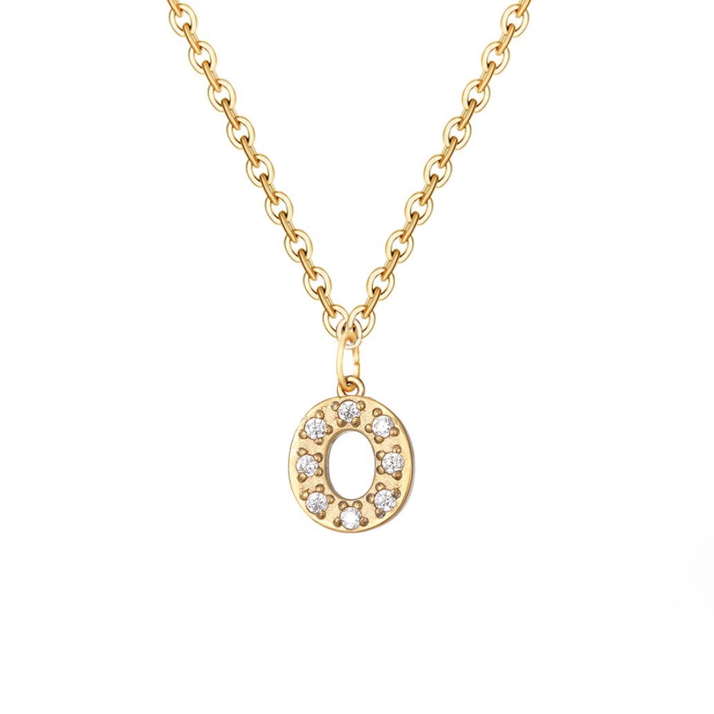 Collana con ciondolo a forma di lettera in cristallo