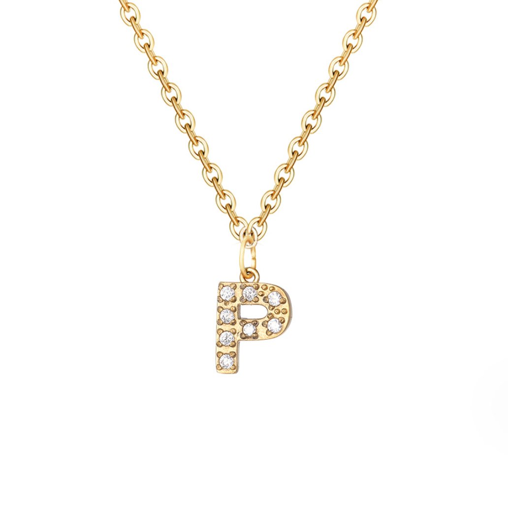 Collana con ciondolo a forma di lettera in cristallo