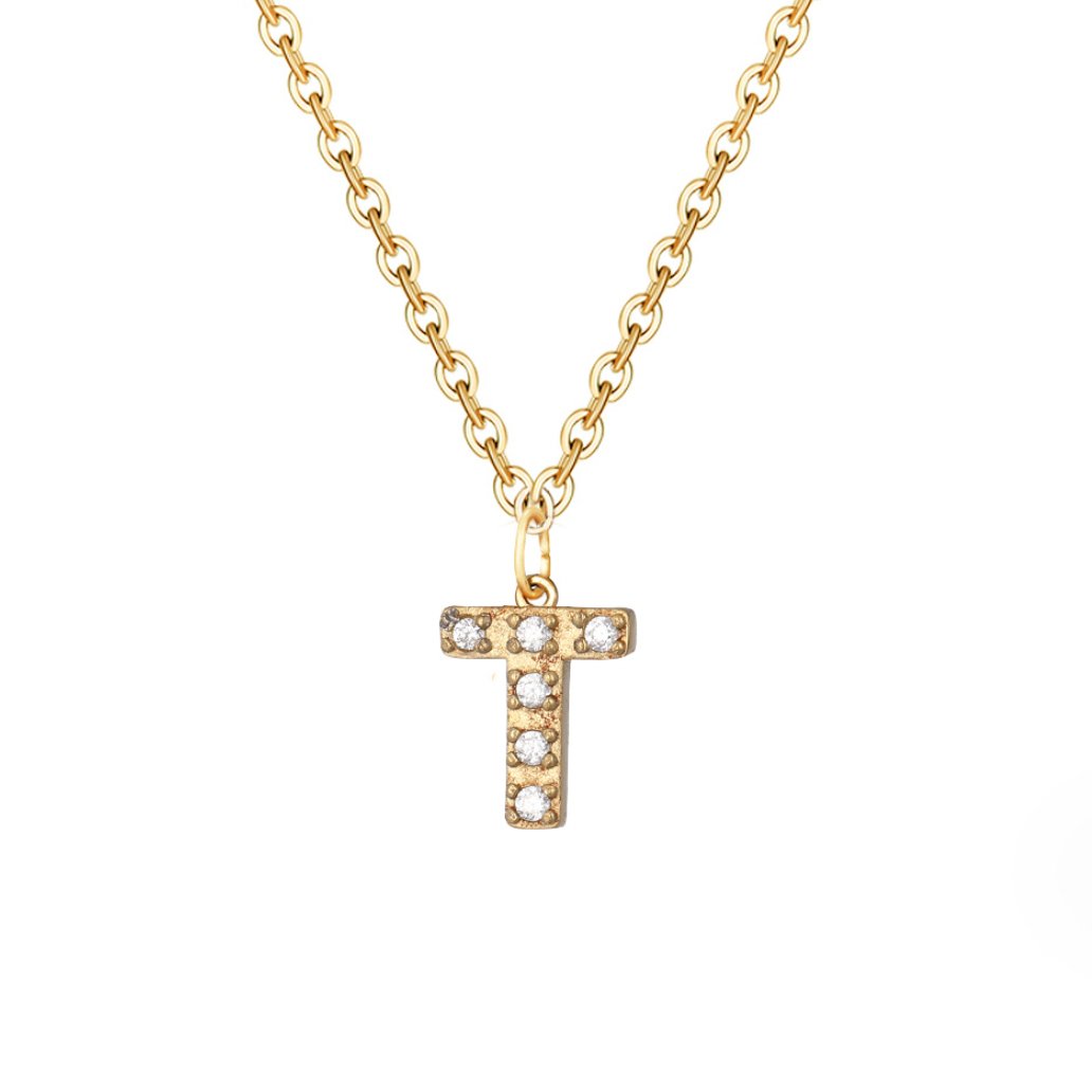 Collana con ciondolo a forma di lettera in cristallo