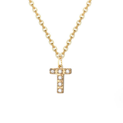 Collana con ciondolo a forma di lettera in cristallo