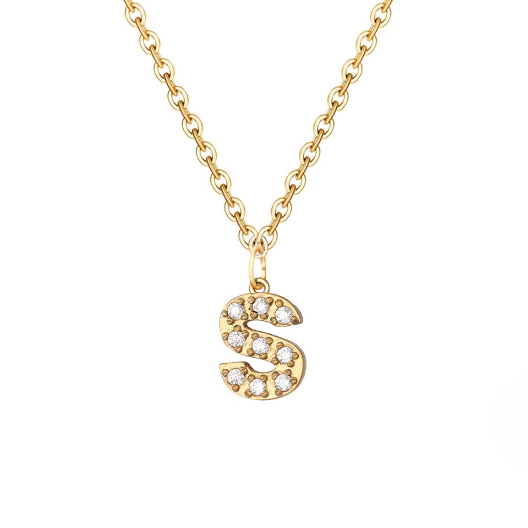 Collana con ciondolo a forma di lettera in cristallo