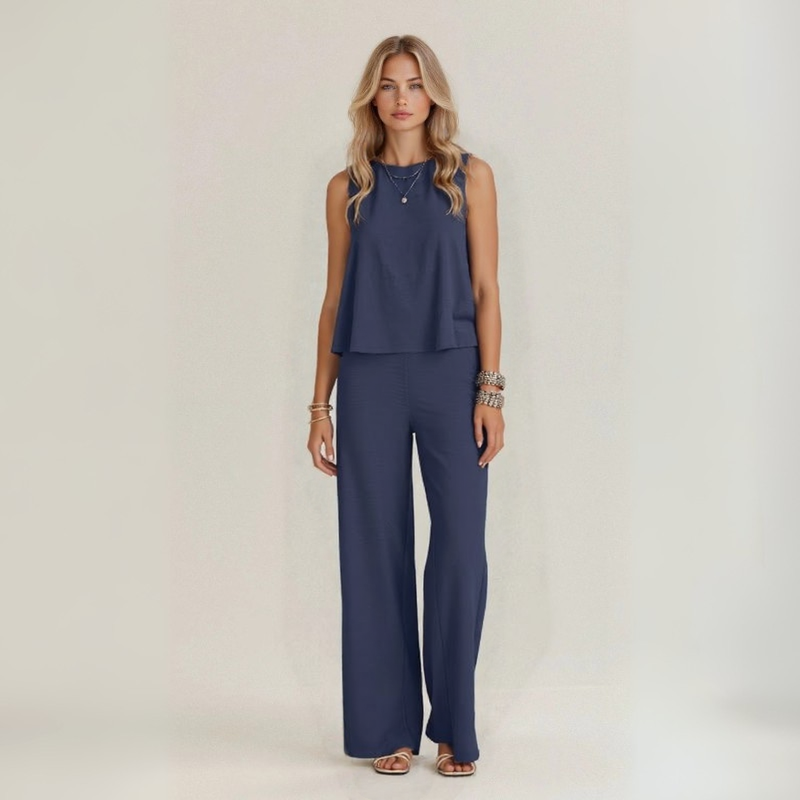 Irene | Completo estivo smanicato in puro lino naturale