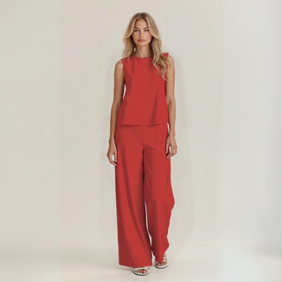 Irene | Completo estivo smanicato in puro lino naturale