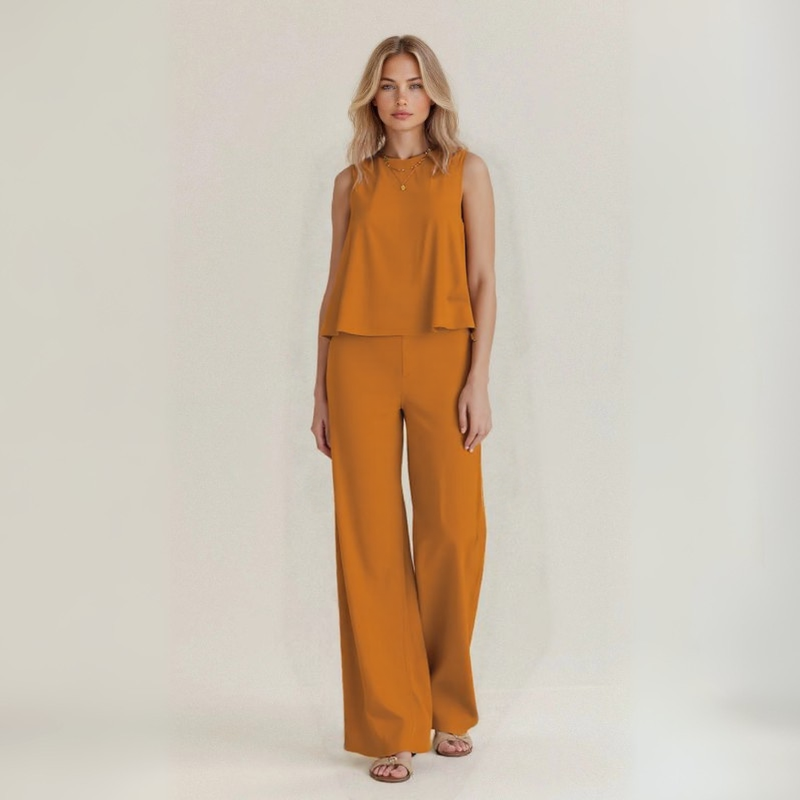 Irene | Completo estivo smanicato in puro lino naturale