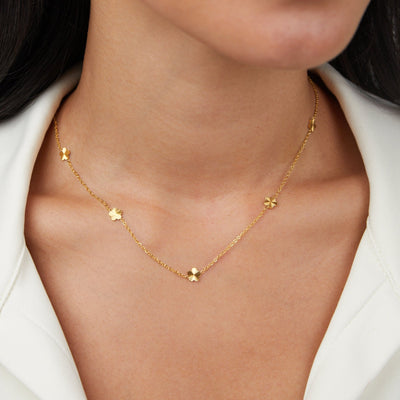 Collana con catena in oro Flower Power