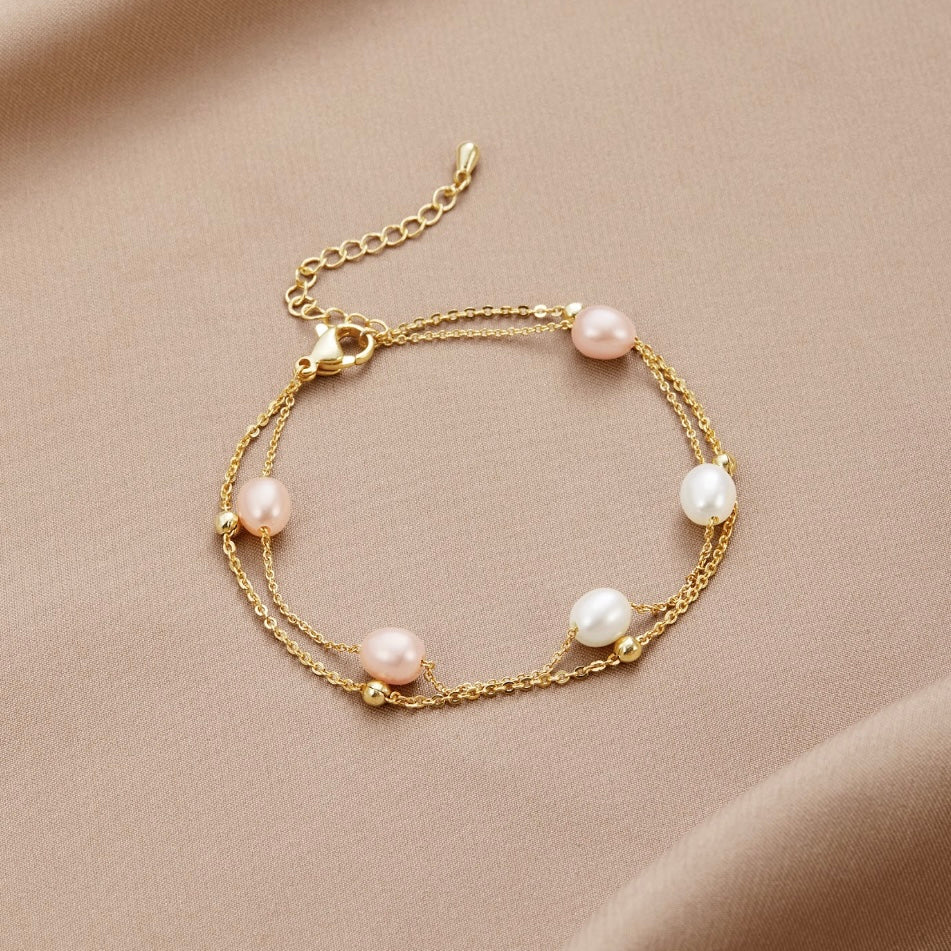Bracciale a strati con perle d'acqua dolce
