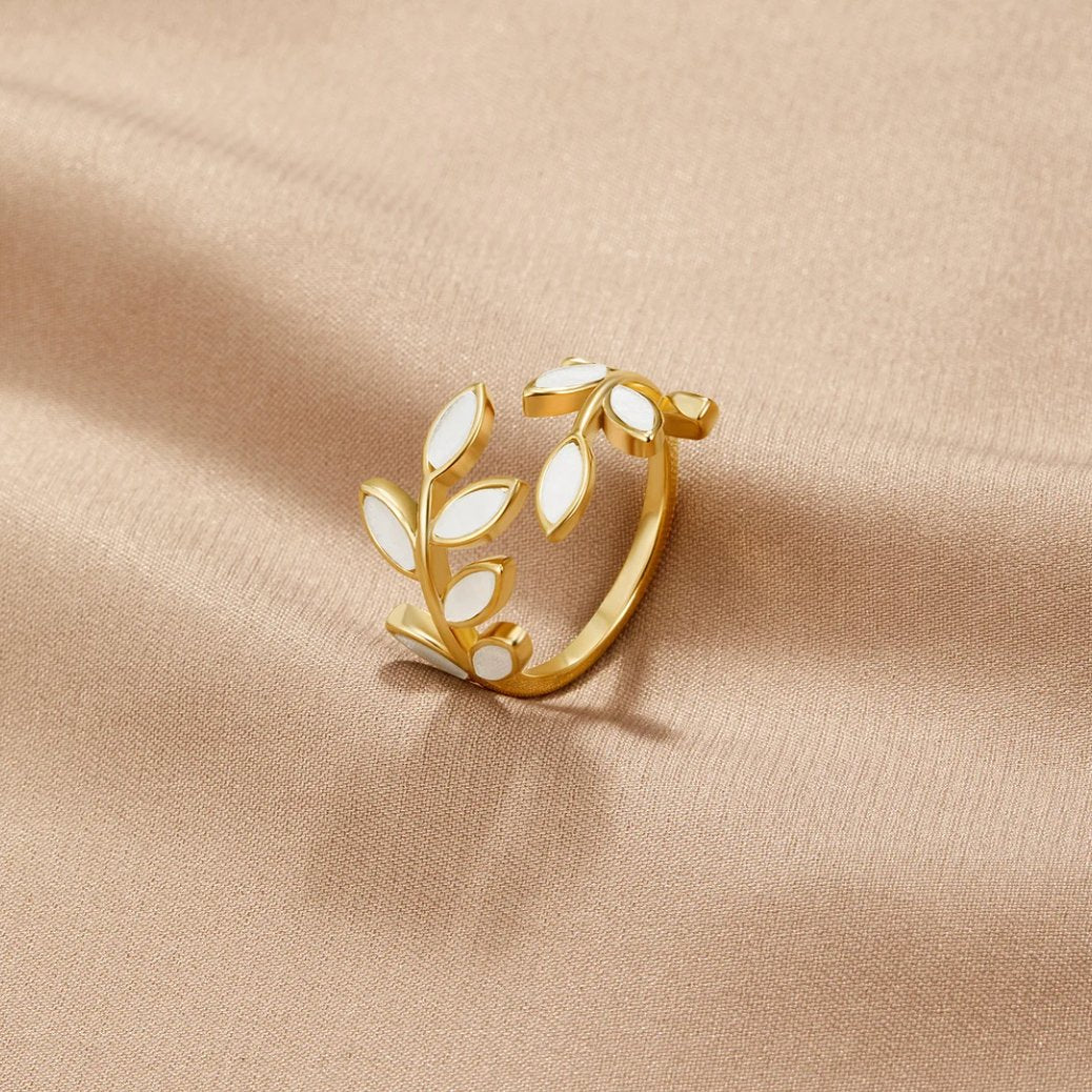 Serene - Anello con foglia d'oro
