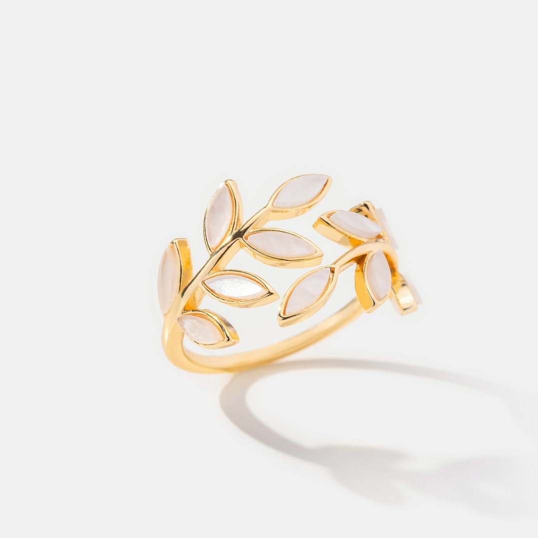 Serene - Anello con foglia d'oro