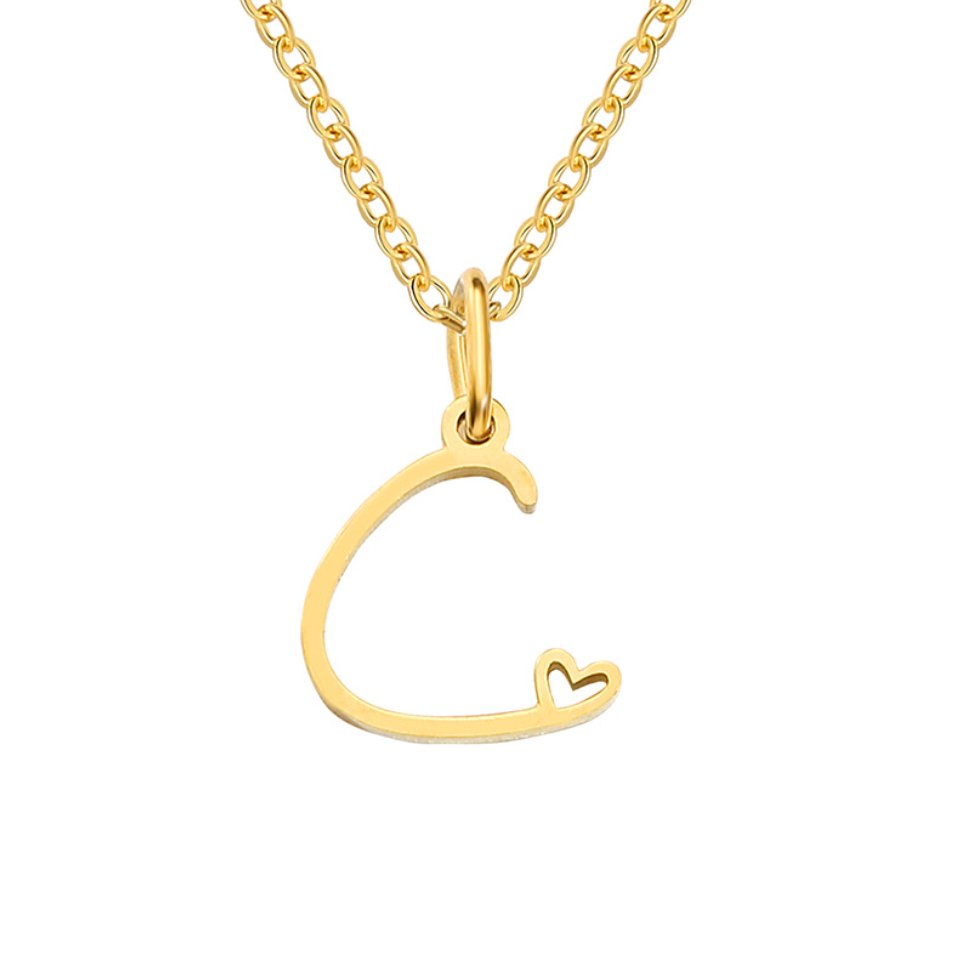 Collana con cuore in oro e lettere artistiche