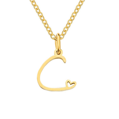 Collana con cuore in oro e lettere artistiche