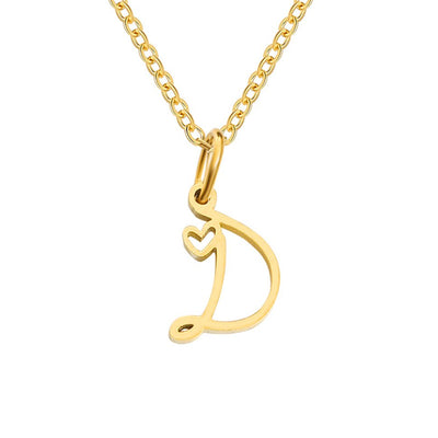 Collana con cuore in oro e lettere artistiche