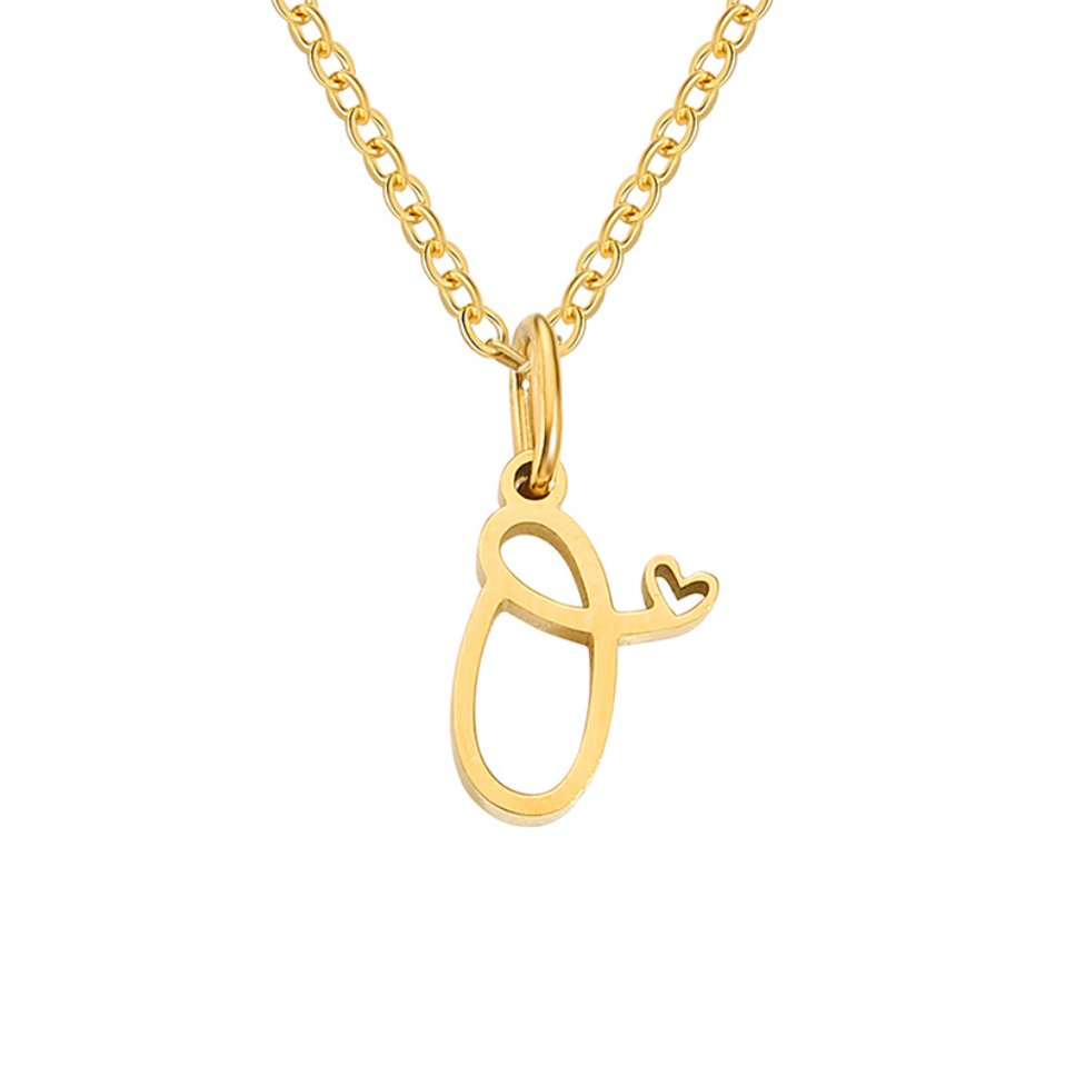 Collana con cuore in oro e lettere artistiche