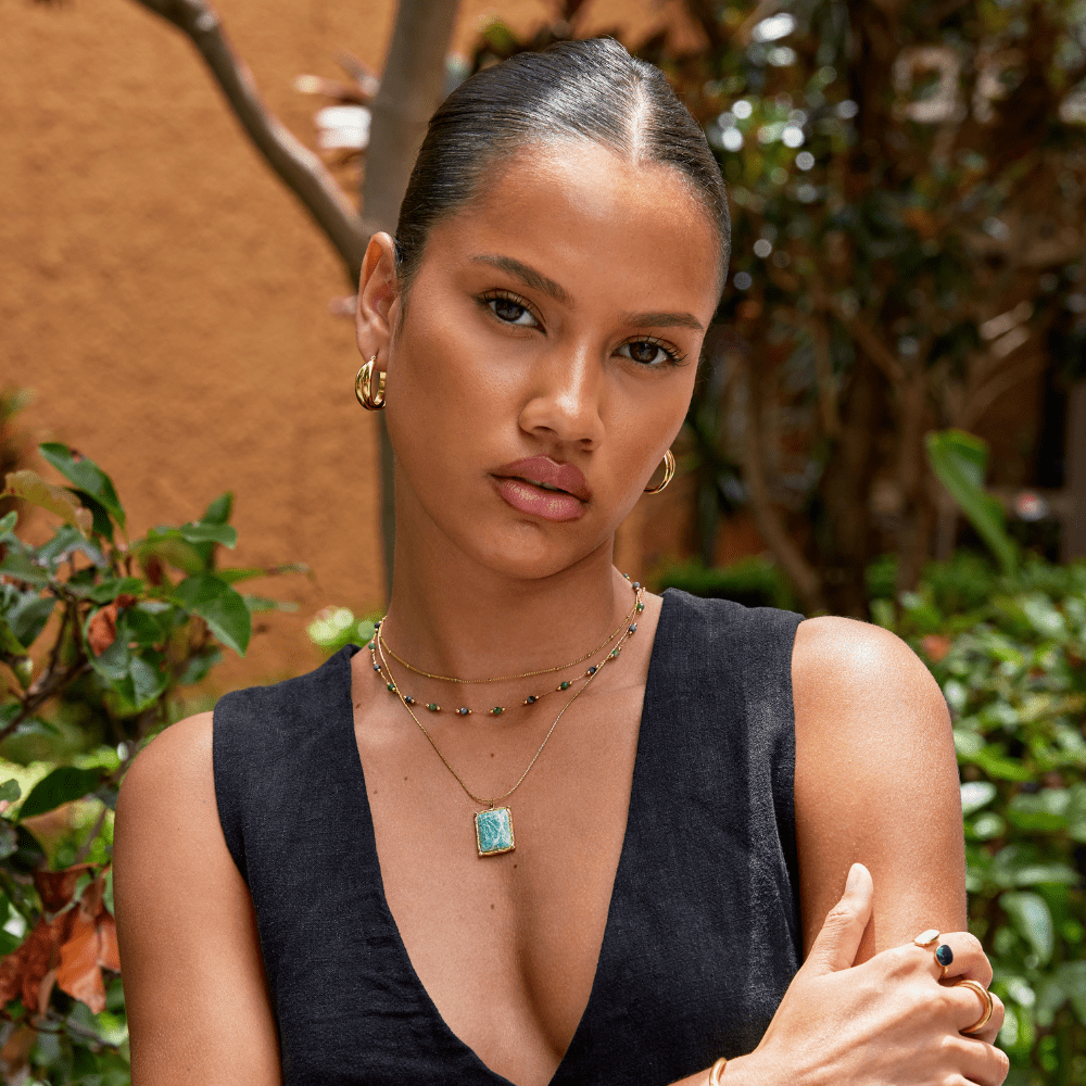 Collana con pendente in amazzonite verde