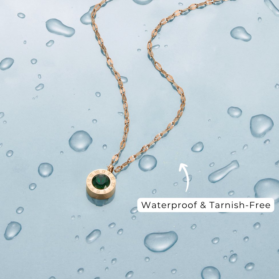 Collana Athena con cristallo verde