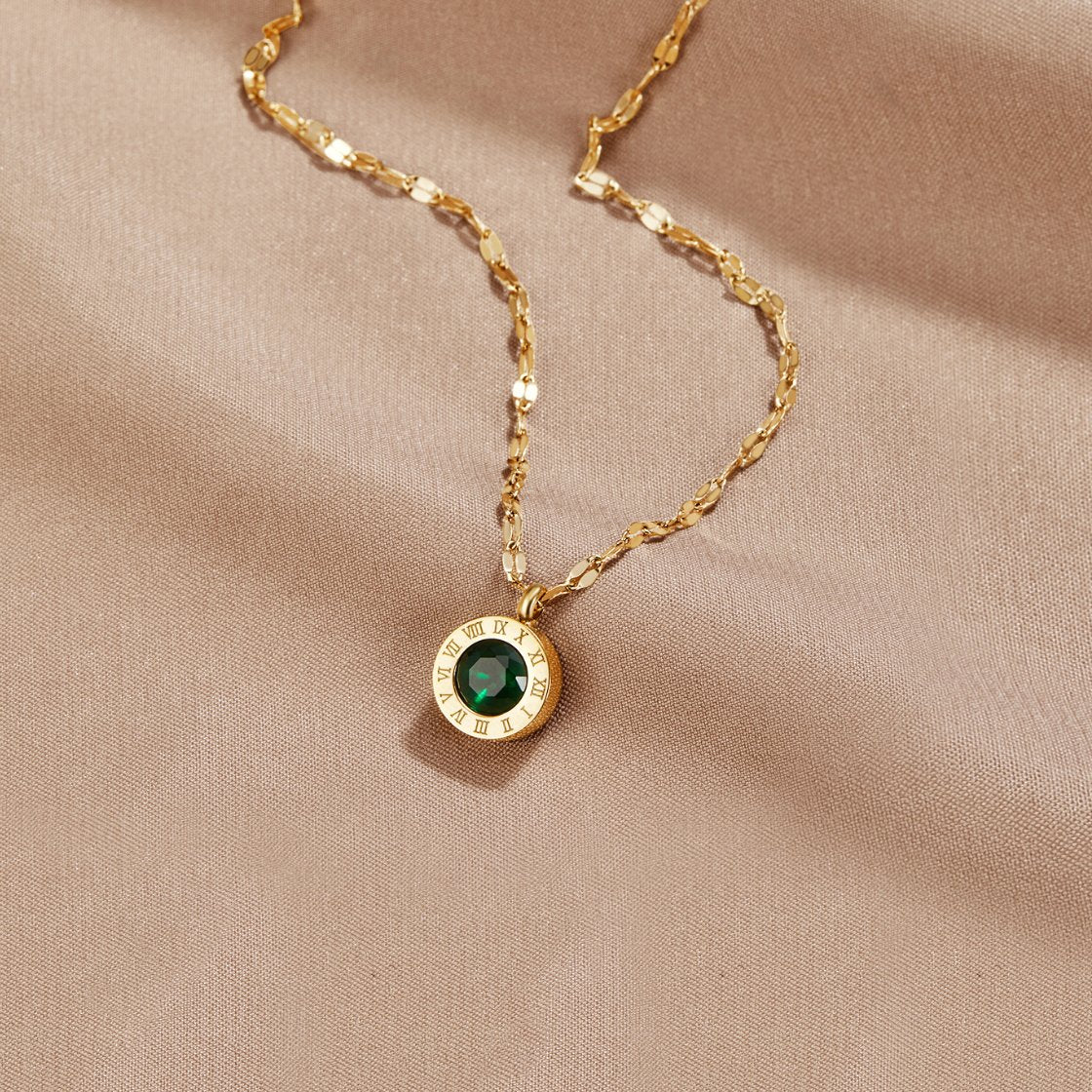 Collana Athena con cristallo verde