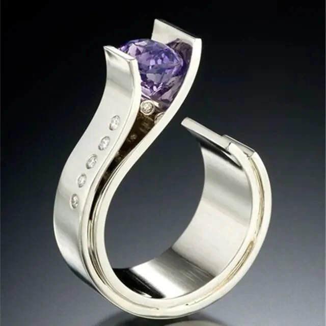 Anello con cristallo viola