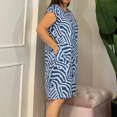 Vera | Vestito Estivo alla Moda con Stampa Colorata e Scollo Rotondo