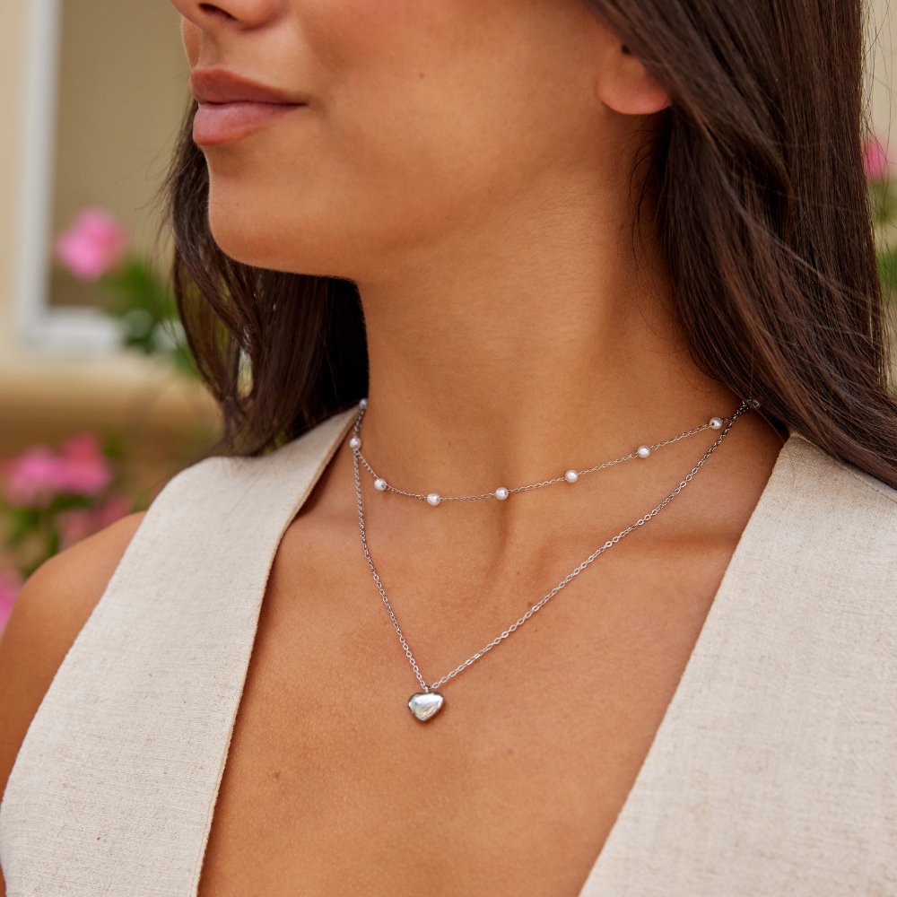 Collana in argento con cuore pieno
