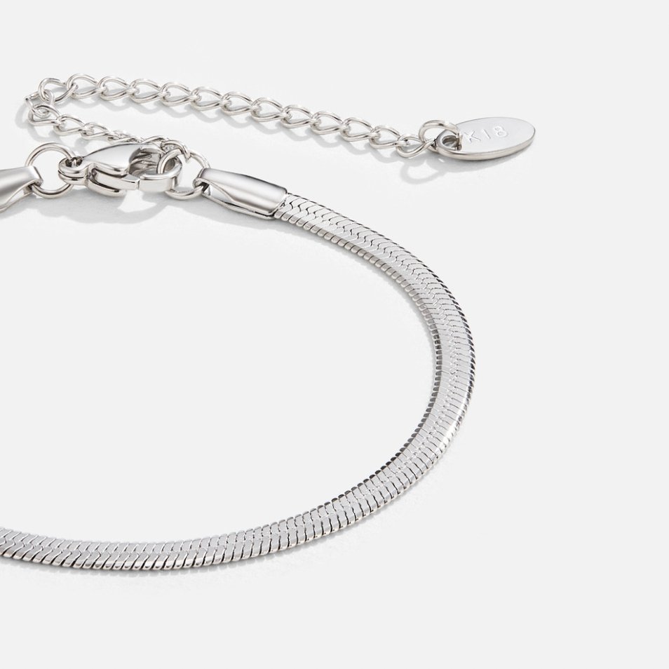 Bracciale in argento con catena a maglia serpente