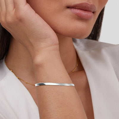 Bracciale in argento con catena a maglia serpente