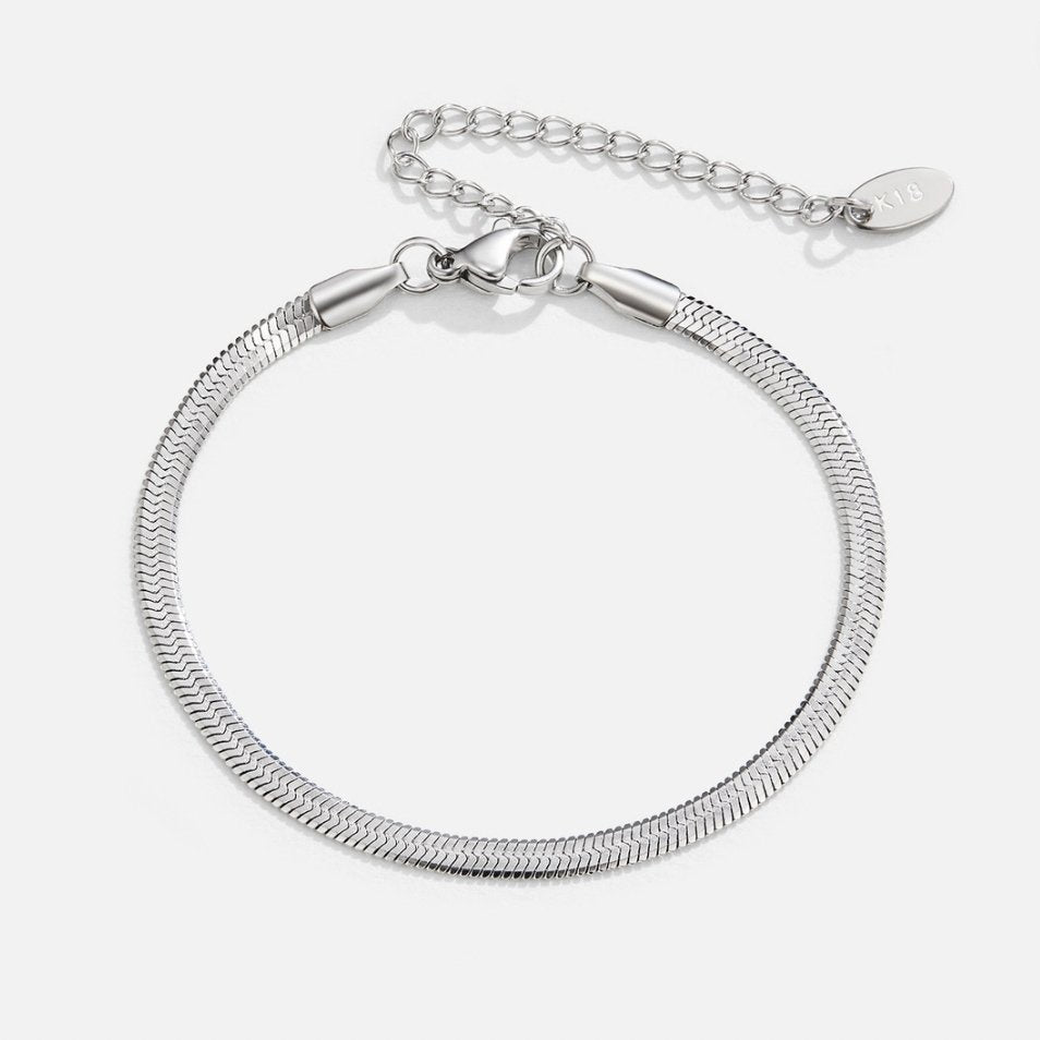 Bracciale in argento con catena a maglia serpente