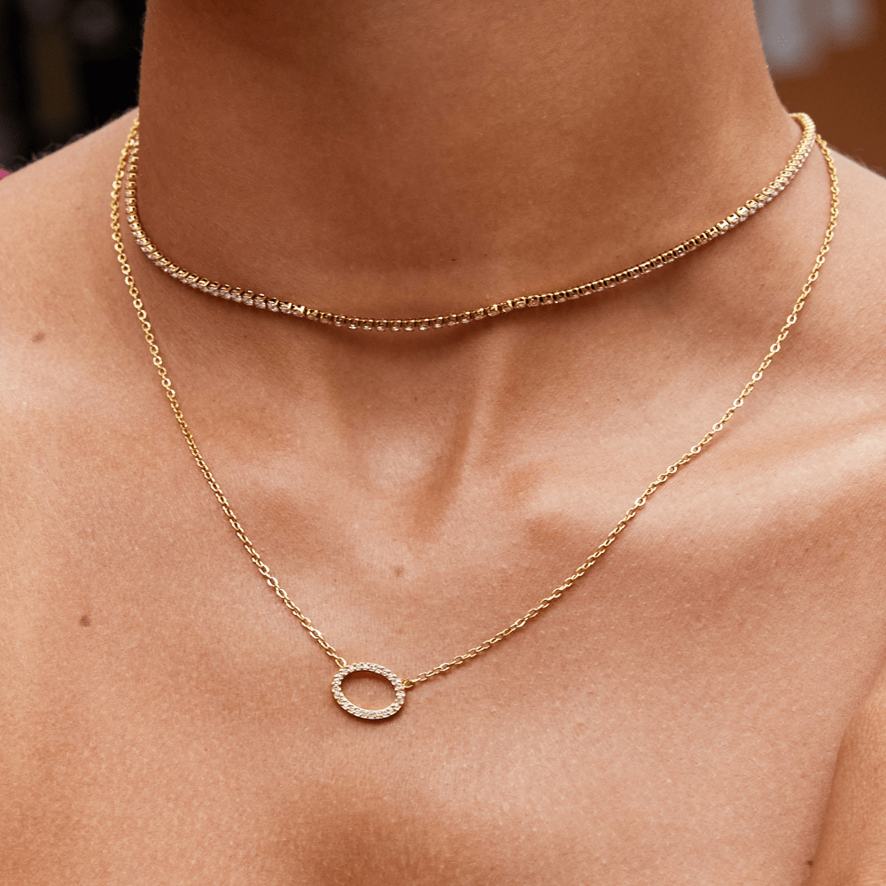 Collana con cristallo ovale