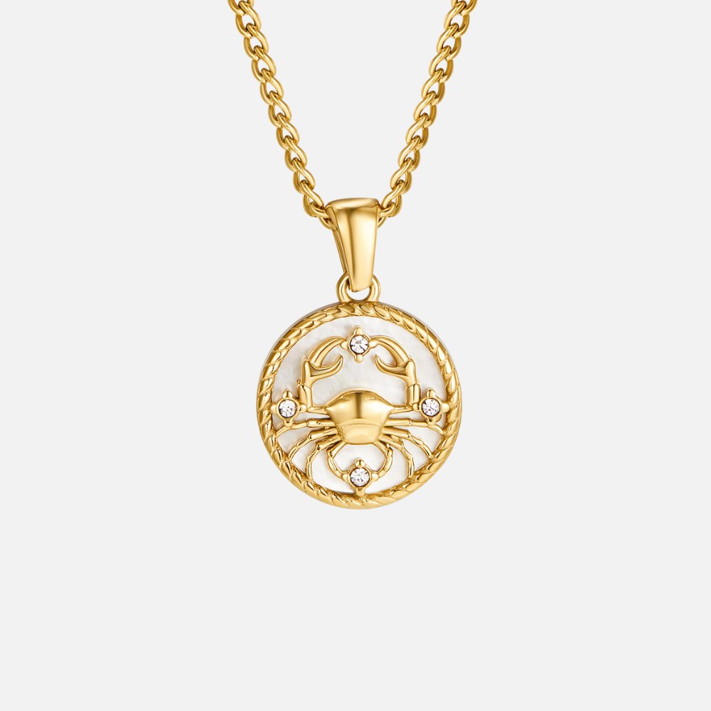 Collana con moneta zodiacale con conchiglia bianca