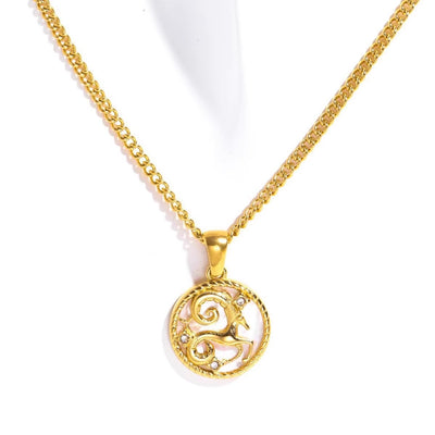 Collana con moneta zodiacale con conchiglia bianca