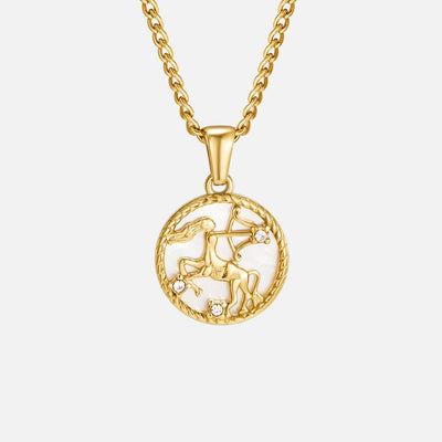 Collana con moneta zodiacale con conchiglia bianca