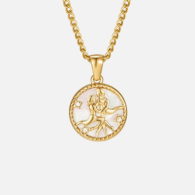 Collana con moneta zodiacale con conchiglia bianca