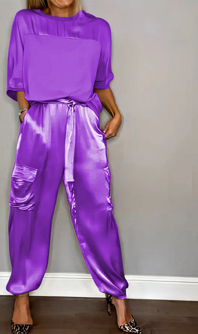 AMELIA | Completo Due Pezzi Camicetta e Pantalone Cargo Chic