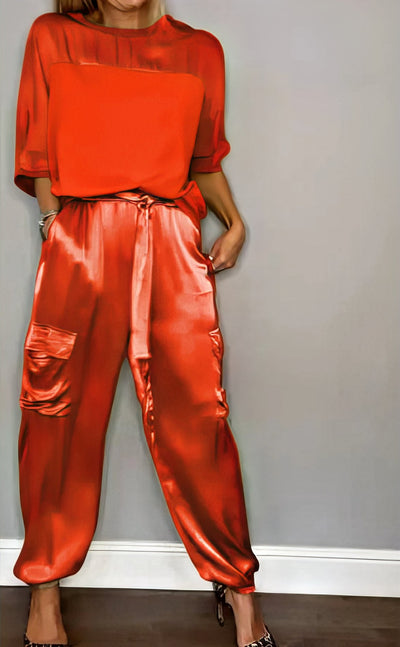 AMELIA | Completo Due Pezzi Camicetta e Pantalone Cargo Chic