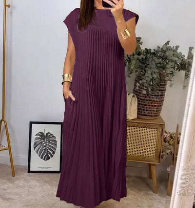 ELEONORA | Abito Plissé Senza Maniche, Elegante e Senza Tempo